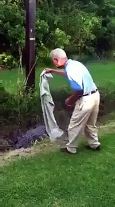 Stupid golfer tries to fight an alligator to get his golf ball back