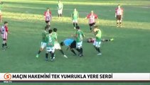 Genc Furbolcu hakemi tek yumrukla yere serdi hakem bir daha kalkamadı video