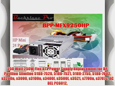 250 Watt 250W Flex ATX Power Supply Replacement for HP Pavilion Slimline 5188-7520 5188-7521