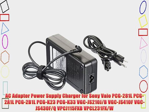 AC Adapter Power Supply Charger for Sony Vaio PCG-281L PCG-2A1L PCG-2B1L PCG-K23 PCG-K33 VGC-JS210J/B