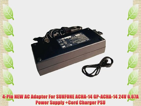 4-Pin NEW AC Adapter For SUNFONE ACHA-14 GP-ACHA-14 24V 6.67A Power Supply Cord Charger PSU