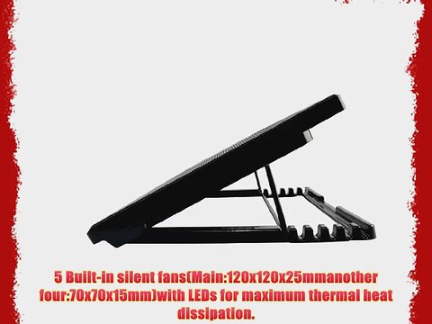 Superbpag 5 Blue Backlit USB Powered Cooler Pad 17 Laptop Cooling Fan Pad with Adjustable Laptop