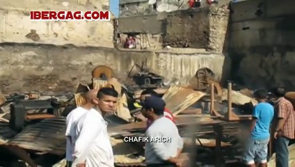 Incendie à l'ancienne Médina a Casablanca (stocks de bois)