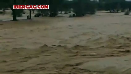 Intempéries dans des provinces au Maroc _ Le Oued Tensift à Agdz déchainé