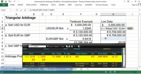 Foreign Exchange Triangular Arbitrage Example using Live Data