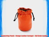 Drawstring Pouch - Orange Leather (orange) - Full Grain Leather