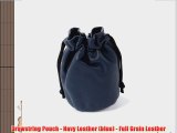Drawstring Pouch - Navy Leather (blue) - Full Grain Leather