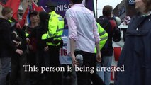 Arrested protester released by will of the people in Glasgow anti-cuts march 01 October 2011