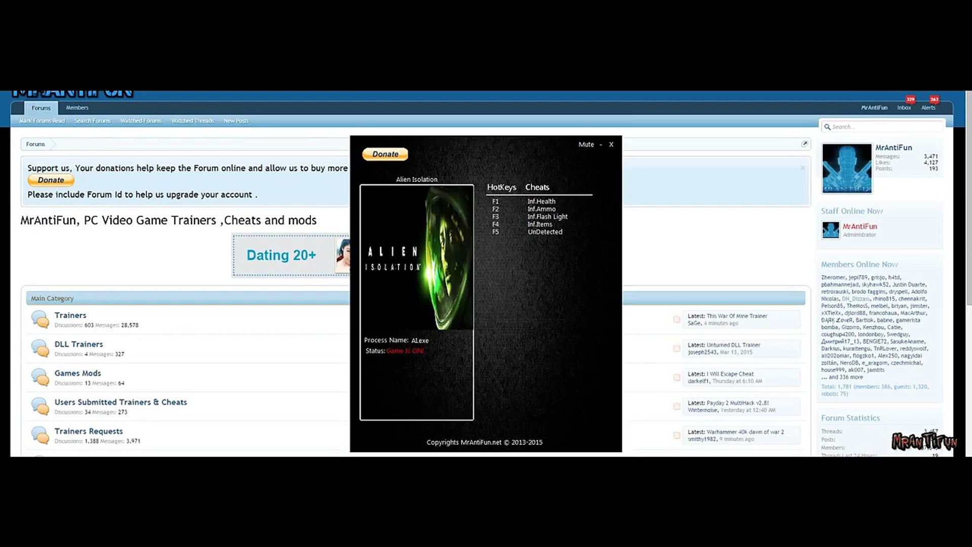 Alien Isolation Trainer 5 Undetected Cheat Video Dailymotion