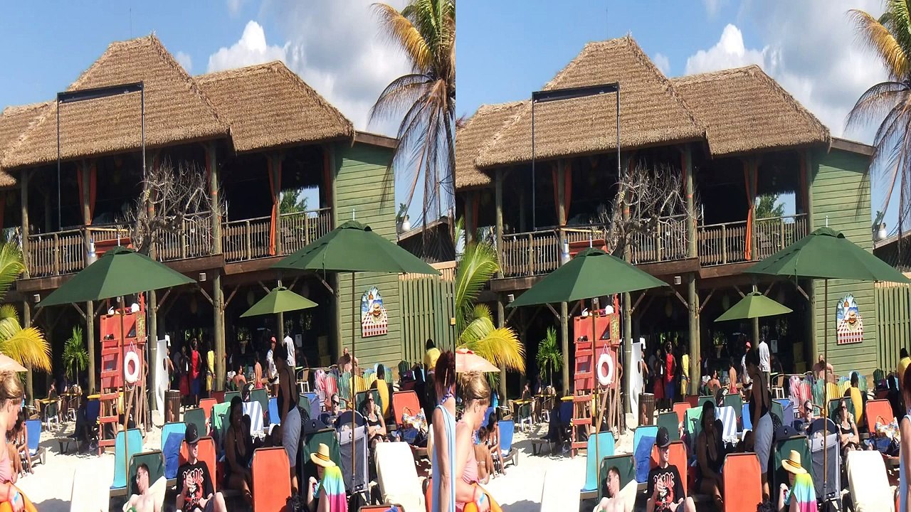 Stereo 3D Anaglyph Negril Margaritaville Jamaica 7 mile beach Stereoscopic