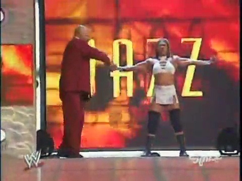 Victoria & Trish Stratus w/Steven Richards vs. Molly Holly & Jazz with Theodore Long