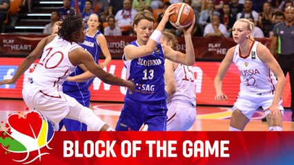 Jurcenkova blocks Osipova - Russia v Slovak Republic - EuroBasket Women 2015