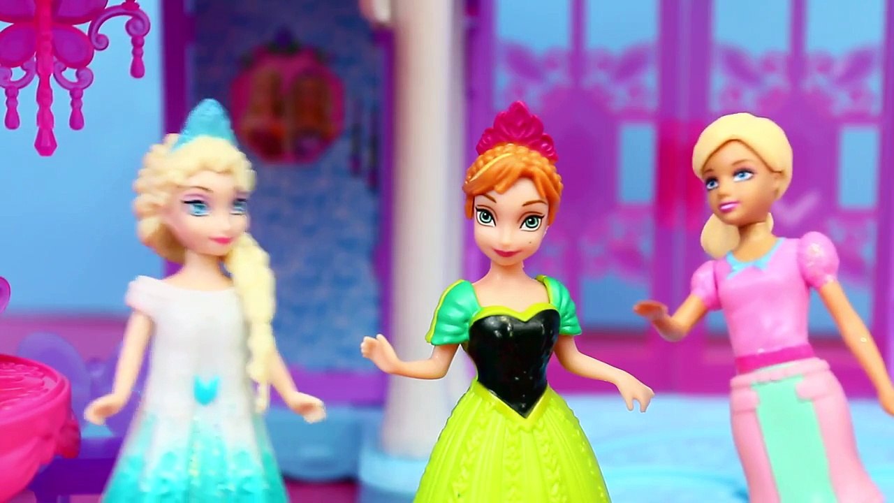 Disney Princess Magic Clip Dollhouse Barbie House Sitting ❤ Frozen Elsa & Anna MagiClip Dolls