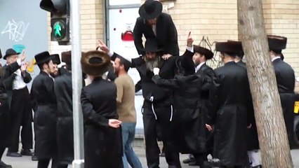 Ultra-Orthodox Jews Dancing on the Street in Tel Aviv