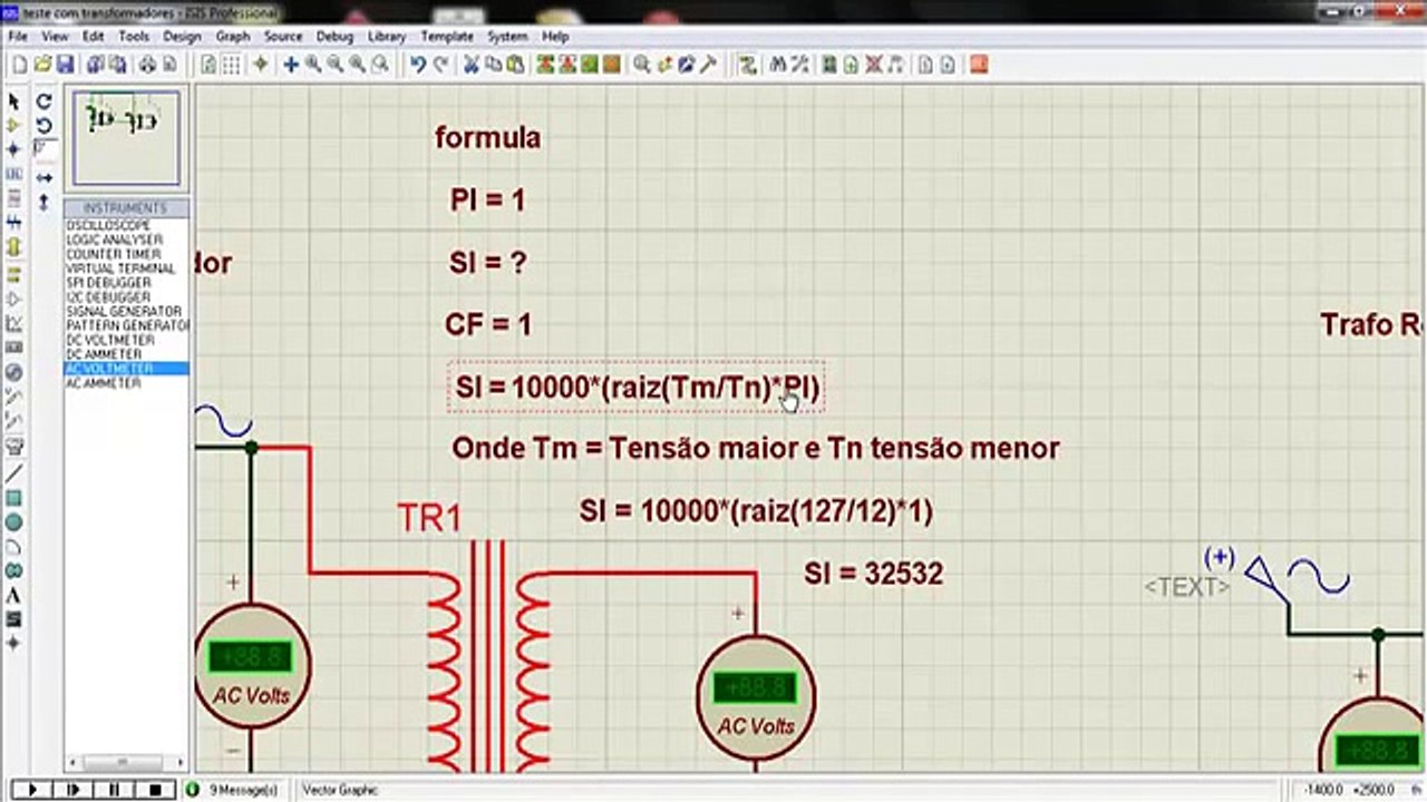 Simulação de Transformador com Proteus Isis