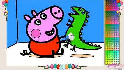 Coloring Game W/ Nursery Rhyme for Children ♥ Peppa Pig Dinosaur ♥ Painting pages & Songs