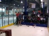 Canadian kids learning hockey skills.