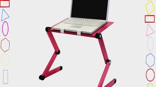FURINNO Hidup Adjustable Cooler Fan Notebook Laptop Table Portable Bed Tray Book Stand Pink