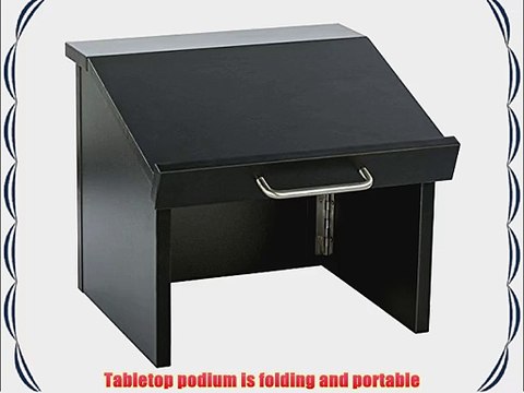 Displays2go 12.6 Inch H Tabletop Portable Podium Folding Angled Surface with Lip Hollow Storage