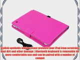 HDE Folding Leather Case Cover Stand with Bluetooth Keyboard   Stylus for iPad 2/3/4 (Hot Pink)