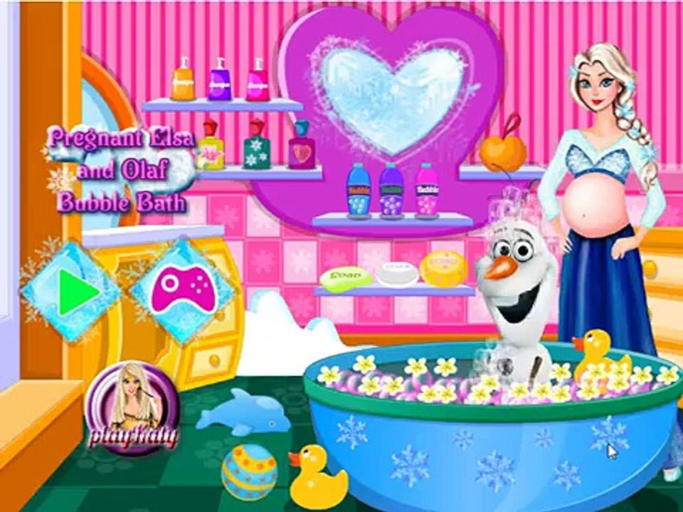 Pregnant Elsa And Olaf Bubble Bath game