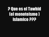 Que es el Tawhid ( el monoteismo islamico )