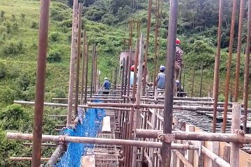 Construction of Kulekhani 3 hydropower Project. Concreting of Beam