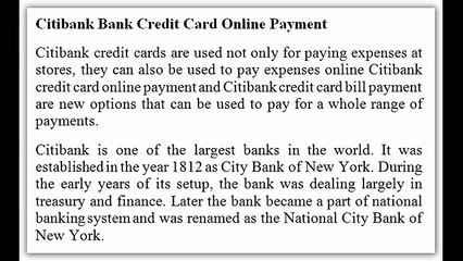 How to Citibank Bank Credit Card Make Online Payment