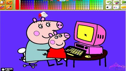 Coloring Game W/ Nursery Rhyme for Children ♥ Peppa Pig Dinosaur ♥ Painting pages & Songs