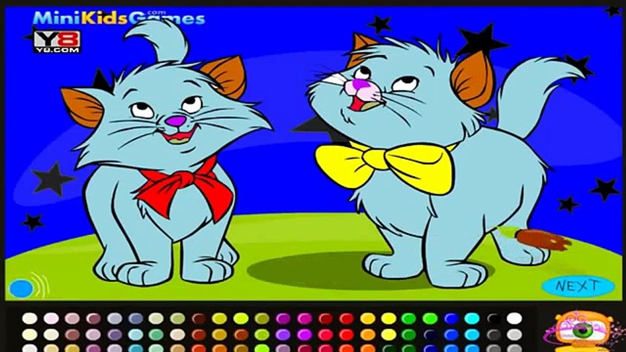 Coloring Game w/ Nursery Rhymes for Children ♥ My Pet Cats ♥ Painting pages-and Songs
