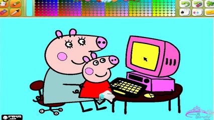 Coloring Game W/ Nursery Rhyme for Children ♥ Peppa Pig Dinosaur ♥ Painting pages & Songs