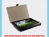 iGadgitz Brown 'ArmourDillo' Genuine Leather Case Cover for Acer Iconia Tab A500 A501 10.1