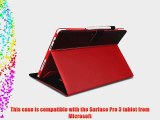 Manvex Leather Case for the NEW Microsoft Surface PRO 3 Tablet - Red/Black