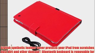 HDE Folding Leather Case Cover Stand with Bluetooth Keyboard   Stylus for iPad 2/3/4 (Red)