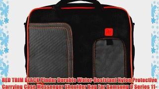 RED TRIM BLACK Pindar Durable Water-Resistant Nylon Protective Carrying Case Messenger Shoulder