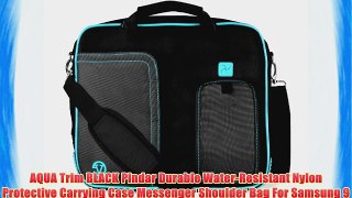 AQUA Trim BLACK Pindar Durable Water-Resistant Nylon Protective Carrying Case Messenger Shoulder