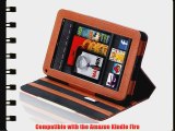 splash SIGNATURE Folio Leather Case Cover Fits the Amazon Kindle FIRE Tablet with Stand (BROWN)