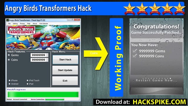 Angry Birds Transformers Hacks for unlimited Coins and Gems No rooting - Updated Angry Birds Transformers Cheat Coins