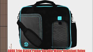 AQUA Trim BLACK Pindar Durable Water-Resistant Nylon Protective Carrying Case Messenger Shoulder