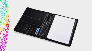 Black Zippered Leather Padfolio With Bluetooth Keyboard and iPad Air 2 / iPad Air holder
