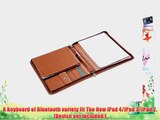 Brown iPad Zippered Leather Padfolio With Bluetooth Keyboard and iPad holder