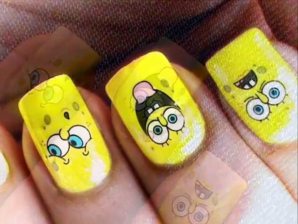 Sponge Bob  Decals Nail Art Nail Water Decals How To Nail Polish Easy Nail designs cute - Video Dailymotion