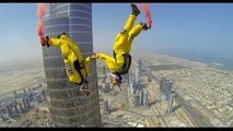 Best Amazing Dangerous Burj Khalifa Pinnacle BASE Jump - 4K