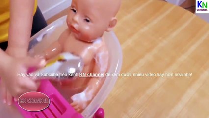 Đồ chơi trẻ em - Búp bê Bo làm vệ sinh trước khi lên đi ngủ, thật là ngoan