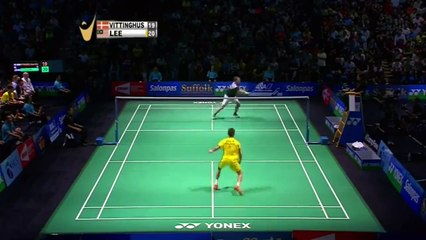 Crazy badminton rally between Lee Chong Wei and  Vittinghus