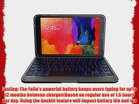 ZAGG Folio Case Hinged with Backlit Bluetooth Keyboard for Samsung Galaxy Tab 4 8.1 - Black