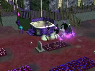 Green Sims 2 Accident - Fire! Multiple Sims burning w/ a glitching fireman