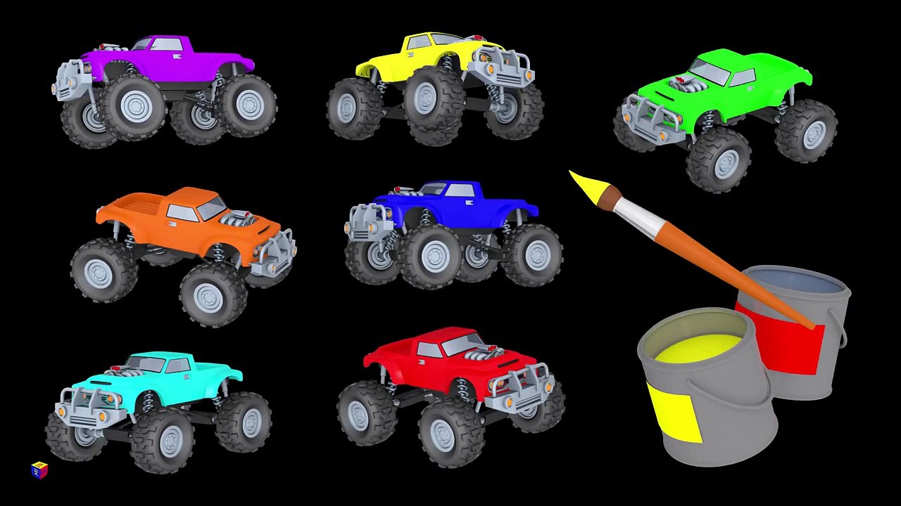 Monster trucks for children kids  Learn colors, learn to count  Educational cartoon