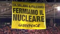 Fermiamo il Nucleare : Blitz di  Greenpeace alla finale di Coppa Italia Inter - Palermo