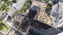 Drone view of the fire of the St Donatien basilic in Nantes